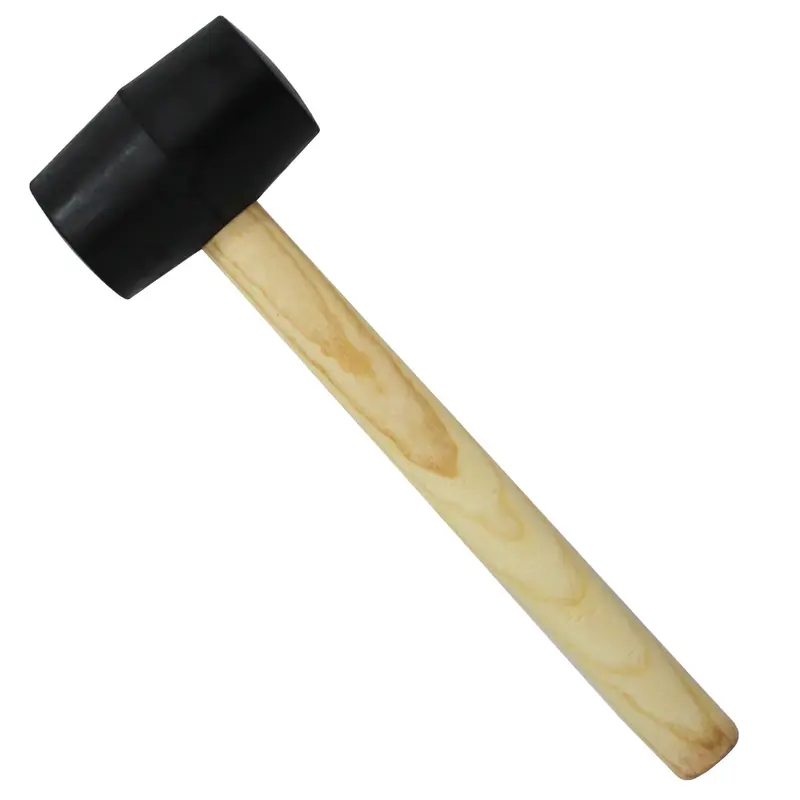 MARTELO / MARRETA DE BORRACHA PRETA CABO MADEIRA 300G 45MM