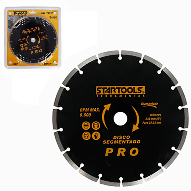 DISCO DE CORTE DIAMANTADO SEGMENTADO PRO 9'' 230MM COM ANEL ADAPTADOR