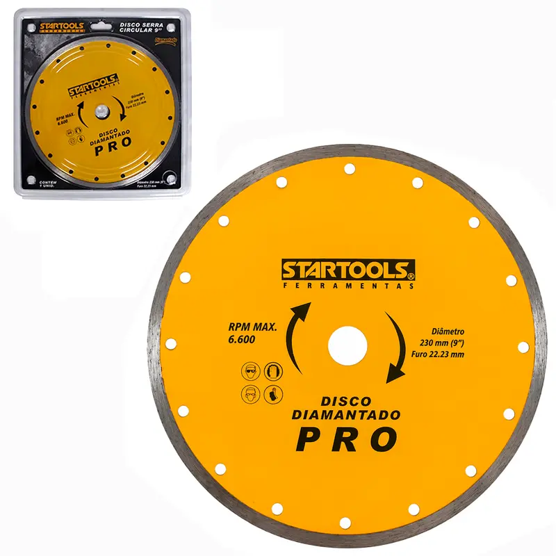 DISCO DE CORTE DIAMANTADO PRO 9'' 230MM COM ANEL ADAPTADOR