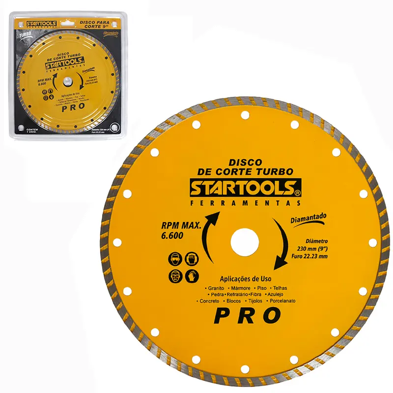 DISCO DE CORTE DIAMANTADO TURBO PRO 9'' 230MM COM ANEL ADAPTADOR