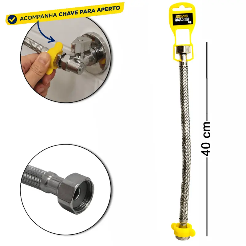 ENGATE FLEXIVEL TRANCADO INOX FEMEA X FEMEA 40CM