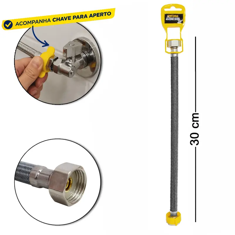 ENGATE FLEXIVEL TRANCADO NYLON FEMEA X FEMEA 30CM