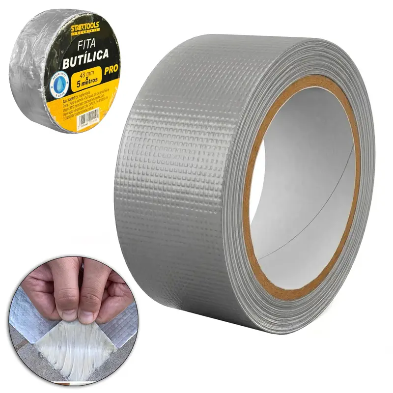 FITA BUTILICA ADESIVA DE BORRACHA + ALUMINIO IMPERMEAVEL PARA VEDACAO 5MX48MM
