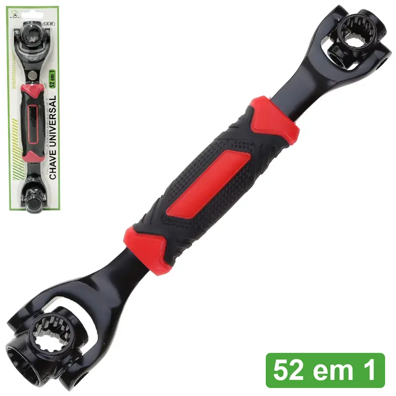 CHAVE UNIVERSAL 52 EM 1 DE CABECA DUPLA 360º MAGNETICO DE ACO EMBORRACHADO X-CELL 25CM