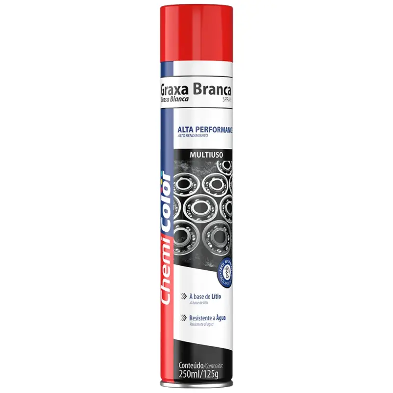 GRAXA BRANCA SPRAY A BASE DE LITIO MULTIUSO CHEMI COLOR 250ML / 125G