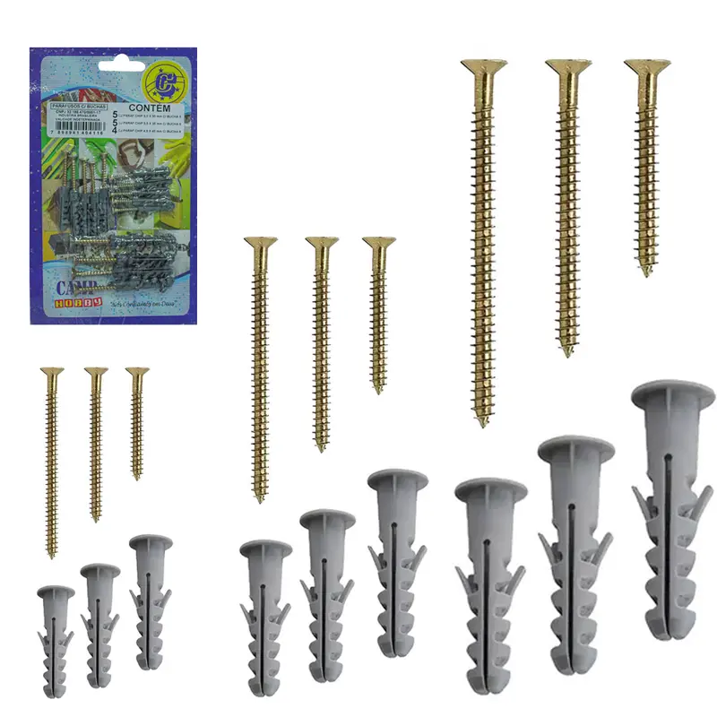 KIT PARAFUSO PHILIPS 25/30/40MM COM BUCHA DE NYLON 5/6/8MM 28 PECAS NA CARTELA