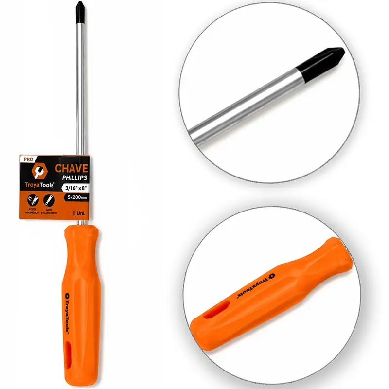 CHAVE PHILIPS DE ACO CARBONO COM PONTA IMANTADA + CABO PLASTICO PRO LARANJA ¼''X4'' 6X100MM UND