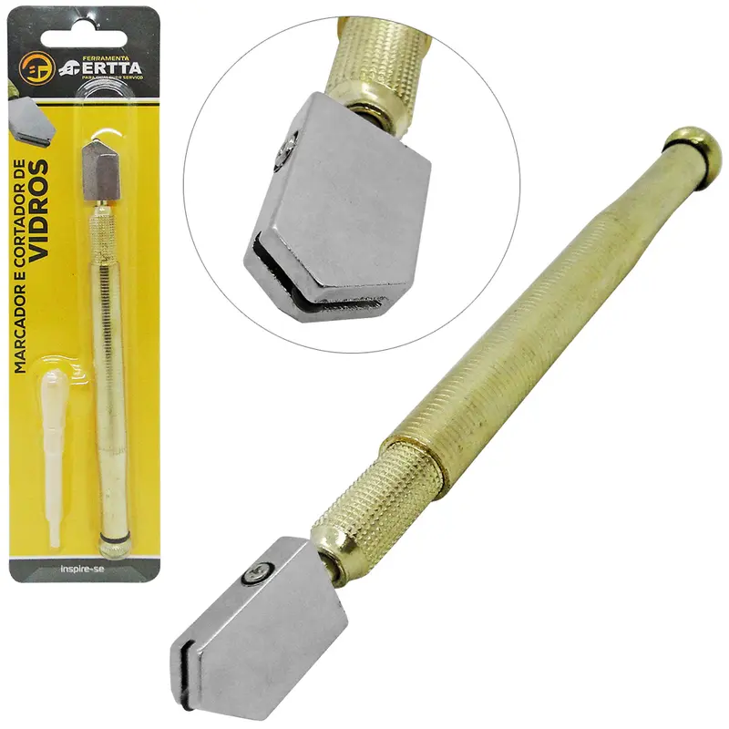 MARCADOR E CORTADOR DE VIDRO COM RESERVATORIO + BISNAGA DOSADORA 16CM / 7CM