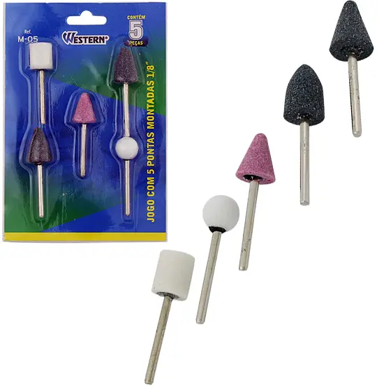 JOGO COM 5 PONTAS MONTADAS 1/8'' NA CARTELA