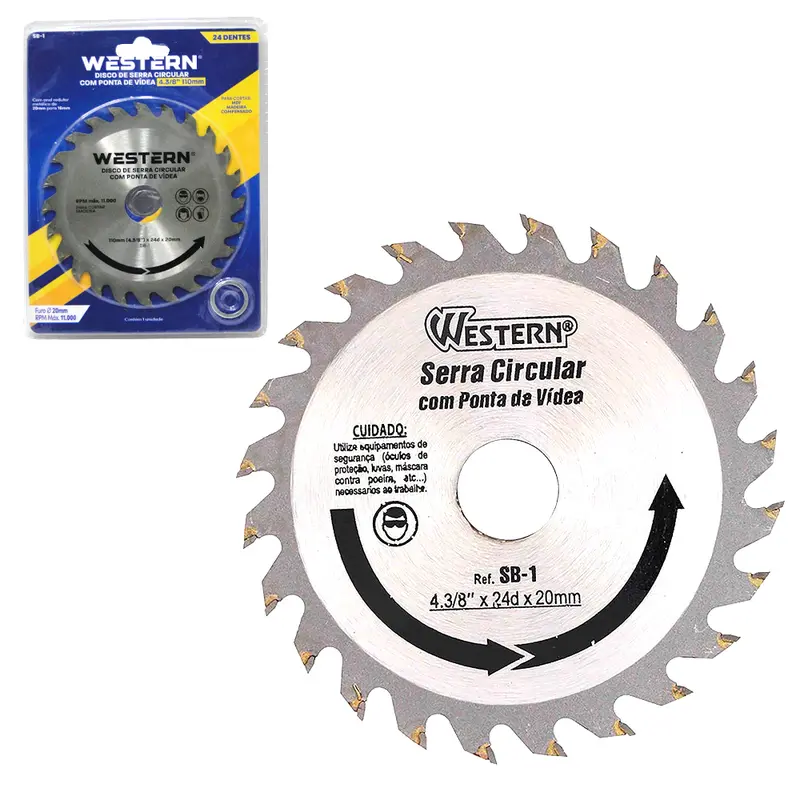 DISCO DE CORTE PARA MADEIRA PONTA DE VIDEA 24 DENTES 4,3/8'' 110MM