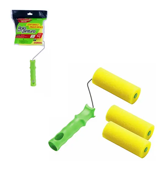 ROLO DE ESPUMA PARA PINTURA CABO METAL/PLASTICO + 2 REFIS 9CM