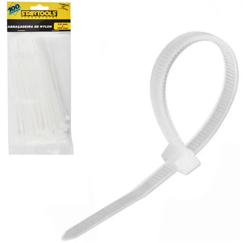 ABRACADEIRA DE NYLON BRANCO PRO COM 100 PECAS 3,6X150MM NA SOLAPA
