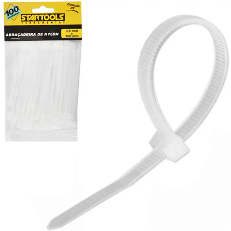 ABRACADEIRA DE NYLON BRANCO PRO COM 100 PECAS 3,6X100MM NA SOLAPA