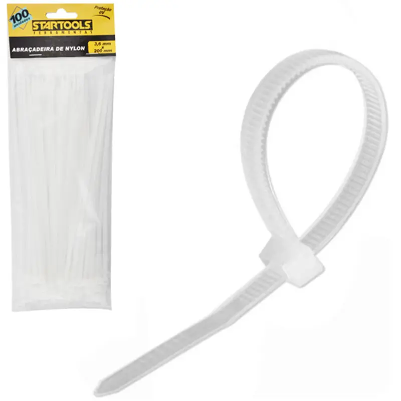 ABRACADEIRA DE NYLON BRANCO PRO COM 100 PECAS 3,6X200MM NA SOLAPA