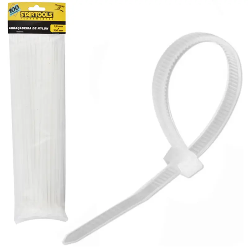 ABRACADEIRA DE NYLON BRANCO PRO COM 100 PECAS 3,6X300MM NA SOLAPA