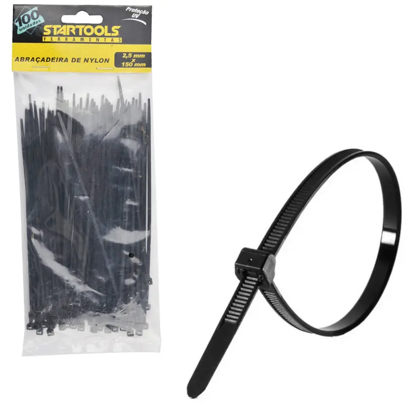 ABRACADEIRA DE NYLON PRETO PRO COM 100 PECAS 2,5X150MM NA SOLAPA