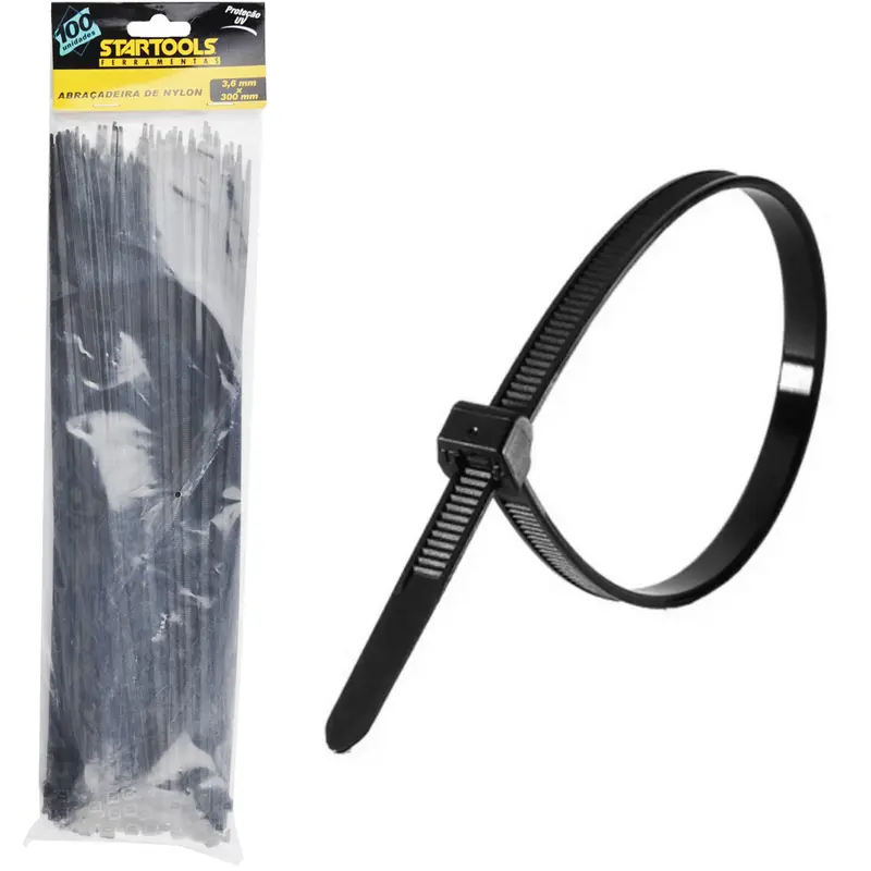 ABRACADEIRA DE NYLON PRETO PRO COM 100 PECAS 3,6X300MM NA SOLAPA