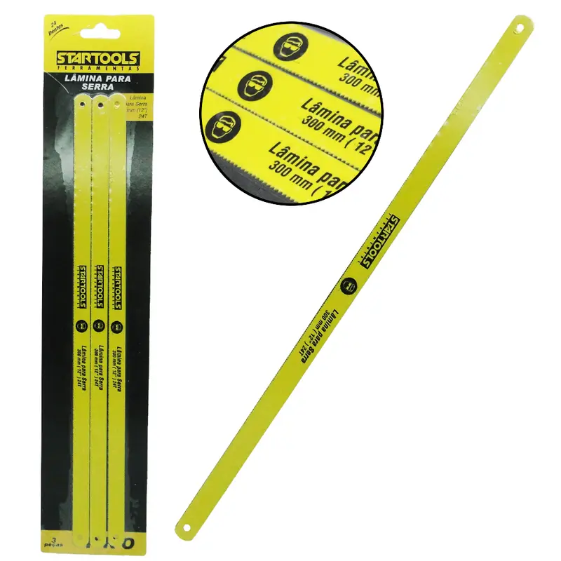 LAMINA PARA ARCO DE SERRA DE ACO CARBONO PRO 24 DENTES 12'' COM 3 PECAS