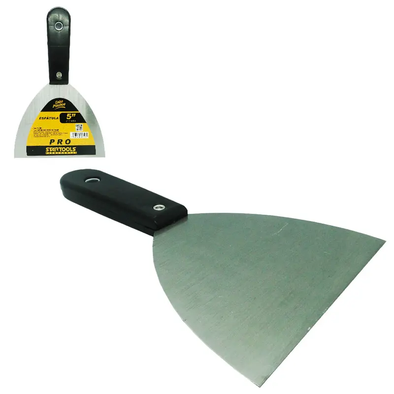 ESPATULA DE METAL CABO PLASTICO PRETO PRO 5' 20CM