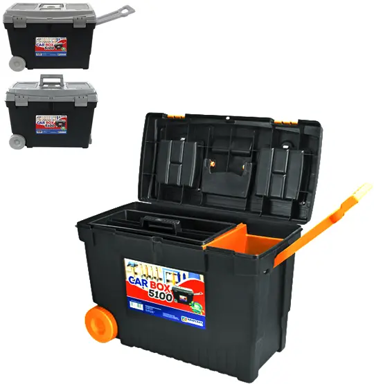 MALETA DE PLASTICO FERRAMENTA COM RODINHA CAR BOX 5100 30X59,5X41,5CM