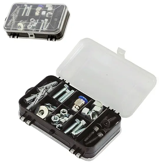 ESTOJO ORGANIZADOR DE PLASTICO RETANGULAR COM 8 DIVISORIAS MINI DOUBLE CASE 8002 7'' 17X10X4CM
