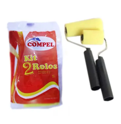 ROLO DE ESPUMA PARA PINTURA CABO METAL/PLASTICO COM 2 PECAS 9 E 5CM
