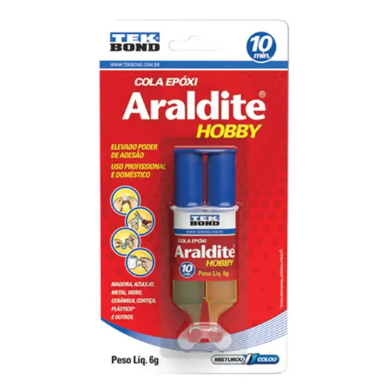ADESIVO / COLA EPOXI ARALDITE SERINGA MULTIUSO 6G NA CARTELA