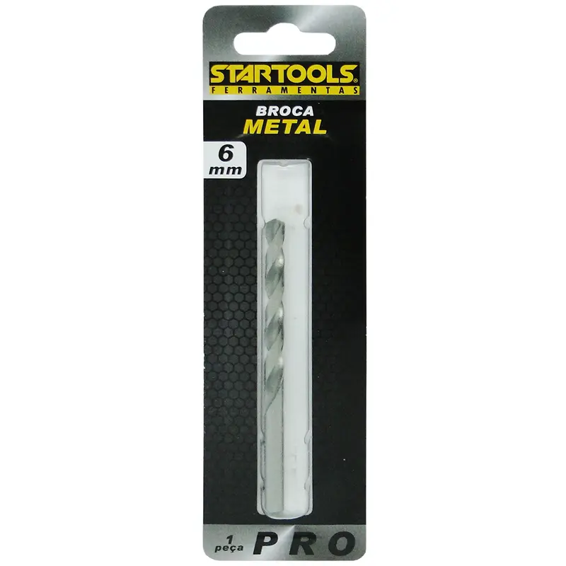 BROCA DE ACO RAPIDO PARA METAL PRO 6MM NA CARTELA