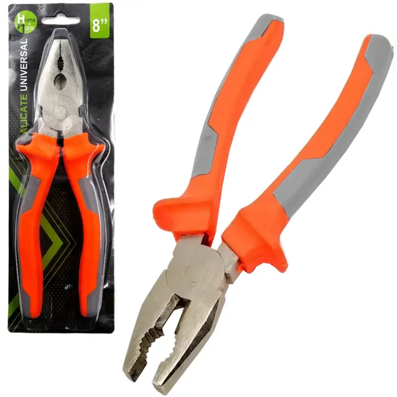 ALICATE UNIVERSAL 8'' CABO EMBORRACHADO LARANJA / CINZA