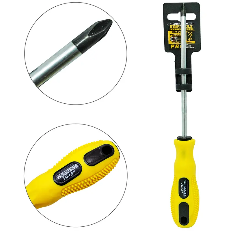 CHAVE PHILIPS ACO CROMO VANADIO COM PONTA IMANTADA + CABO EMBORRACHADO PRO ¼X6'' UND