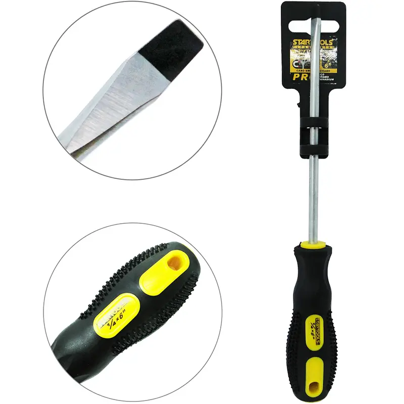 CHAVE DE FENDA ACO CROMO VANADIO COM PONTA IMANTADA + CABO EMBORRACHADO PRO ¼X6'' UND