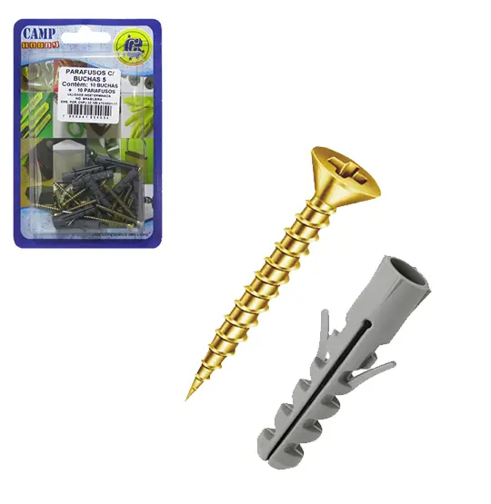 KIT PARAFUSO PHILIPS 30MM COM BUCHA DE NYLON 5MM 20 PECAS NA CARTELA
