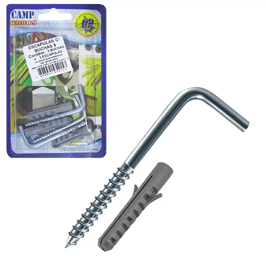 KIT PARAFUSO ESCAPULA COM BUCHA DE NYLON 8MM 6 PECAS NA CARTELA