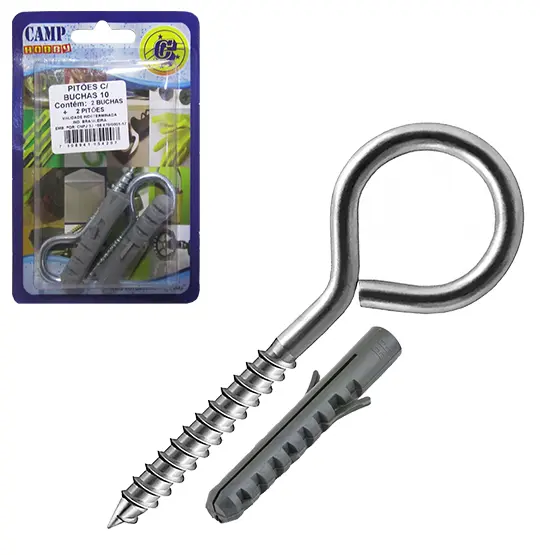 KIT PARAFUSO PITAO COM BUCHA DE NYLON 10MM 4 PECAS NA CARTELA