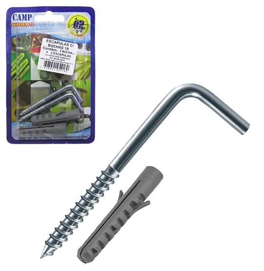 KIT PARAFUSO ESCAPULA COM BUCHA DE NYLON 10MM 4 PECAS NA CARTELA