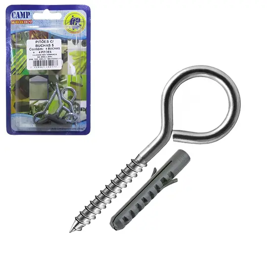 KIT PARAFUSO PITAO COM BUCHA DE NYLON 5MM 8 PECAS NA CARTELA