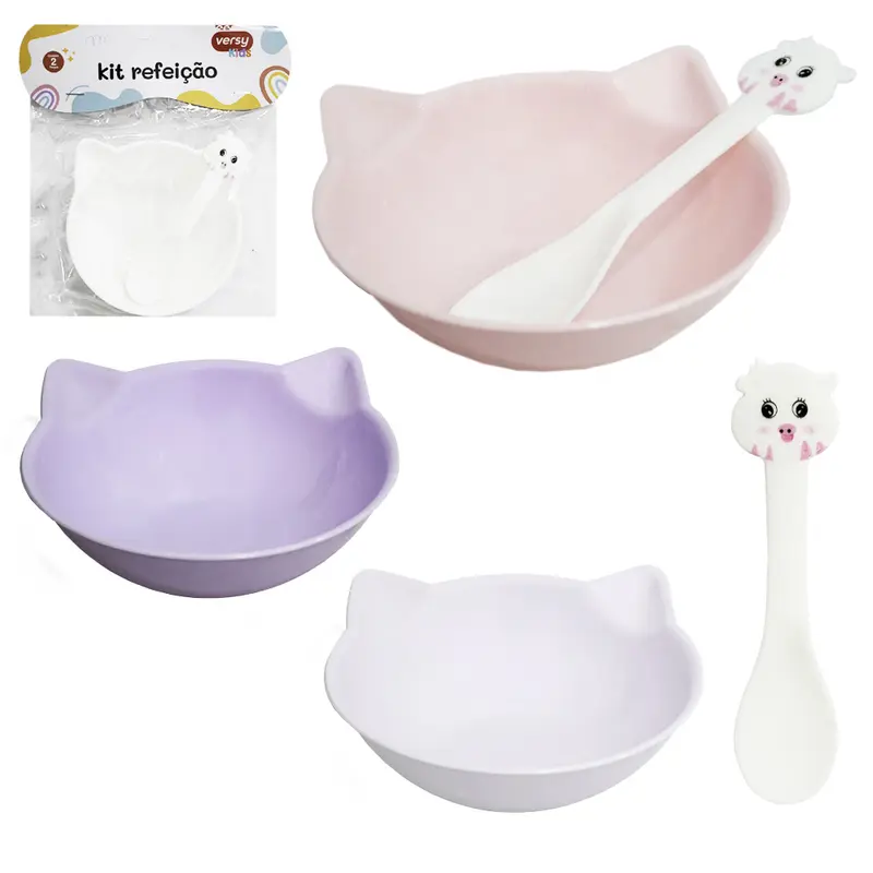 KIT ALIMENTACAO / PAPINHA COM TIGELA + COLHER DE PLASTICO VERSY KIDS