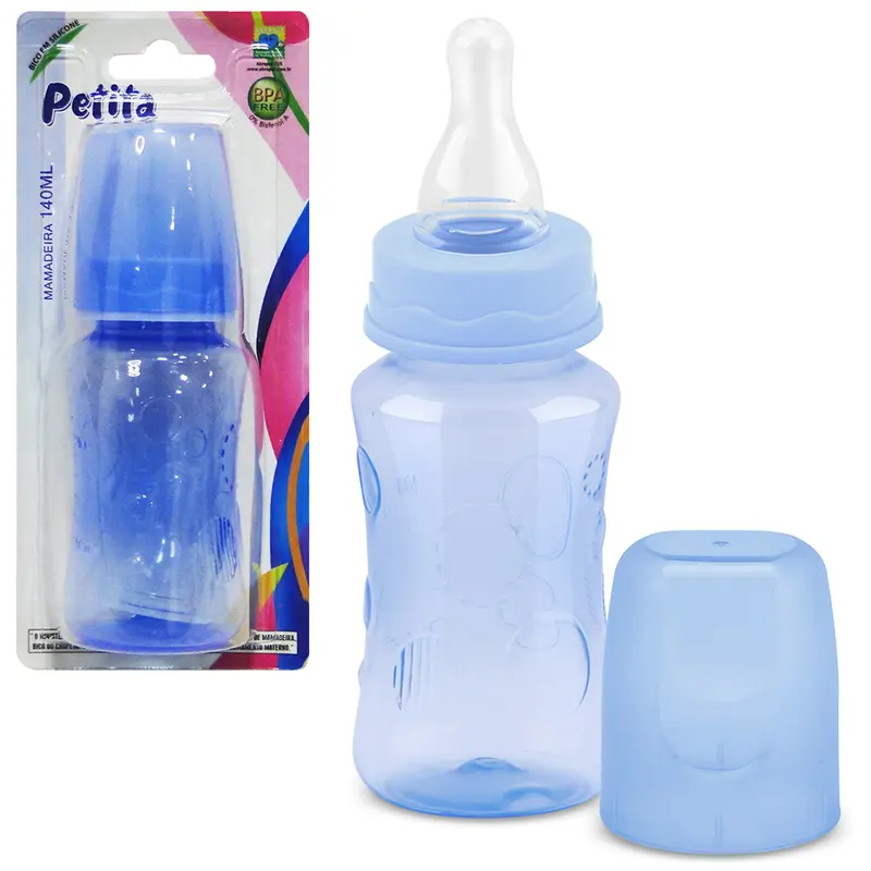MAMADEIRA COM BICO DE SILICONE COLOR AZUL 140ML