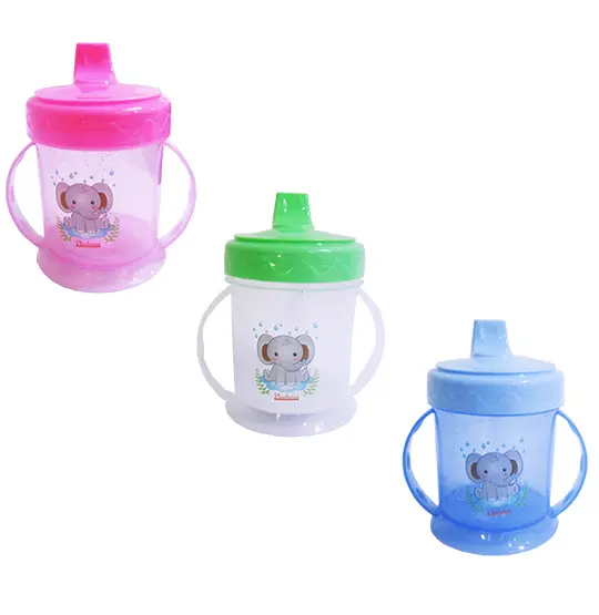 COPO BABY COM BICO + ALCA DE PLASTICO CHUQUINHA KIDS ELEFANTE GRADUADO 250ML