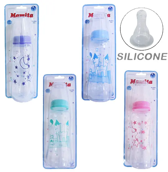 MAMADEIRA PREMIUM DECORADA COM BICO DE SILICONE COLORS 240ML