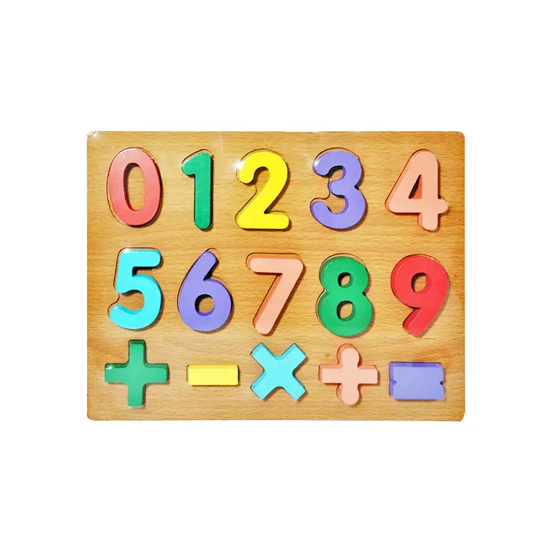 TABULEIRO DIDATICO NUMEROS E SINAIS DE MADEIRA COM 15 PECAS 30X23CM