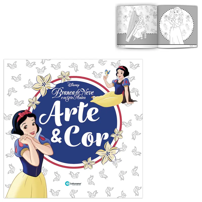 LIVRO DE COLORIR ARTE E COR BRANCA DE NEVE E OS SETE ANOES 36 PAGINAS 27X27CM