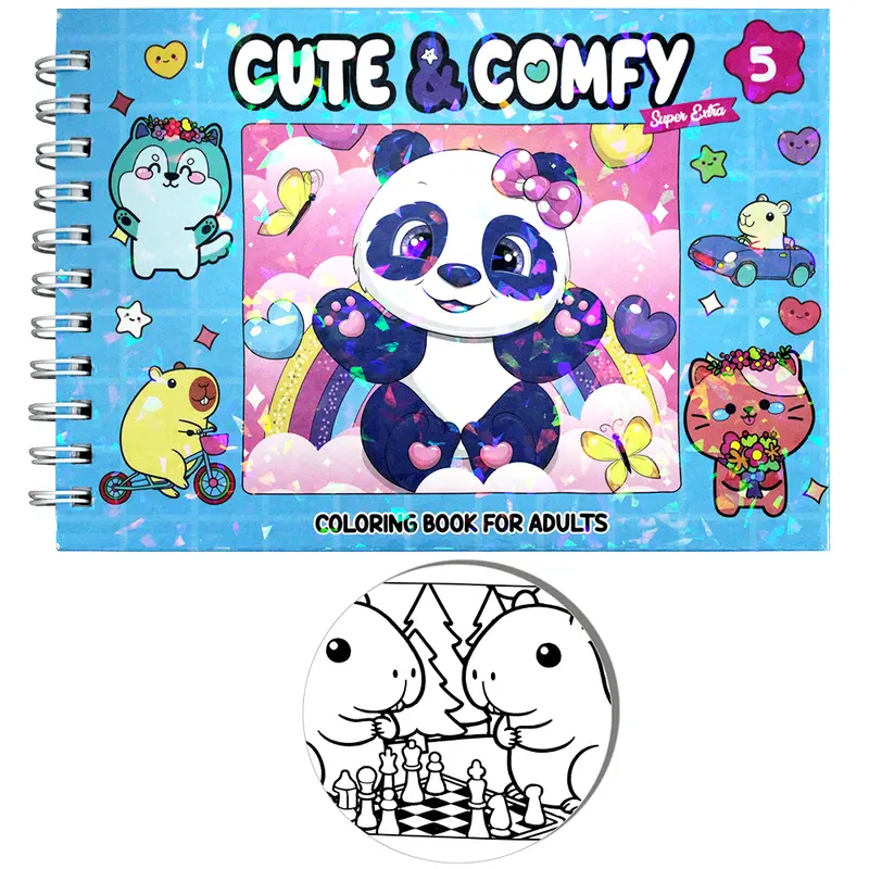 LIVRO CUTE & COMFY 5 COLORING BOOK FOR ADULTS PARA COLORIR CAPA DURA ESPIRAL 40 PAGINAS 21,5X16CM
