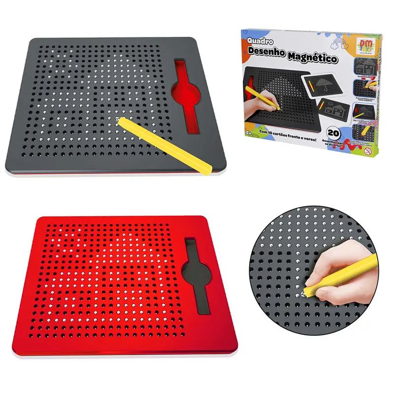 QUADRO / LOUSA DESENHO MAGNETICO RETANGULAR COM CANETA + 10 CARTOES FRENTE E VERSO 20 DESENHOS