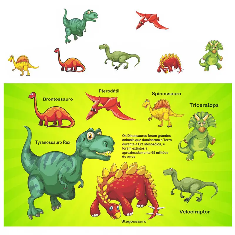 TABULEIRO DIDATICO JOGO DE ENCAIXE DINOSSAUROS DE MADEIRA MDF COM 7 PECAS 42,5X26,5CM