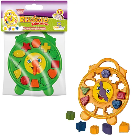 RELOGIO DIDATICO EDUCATIVO COM ACESSORIOS 26X20X3CM NA SOLAPA