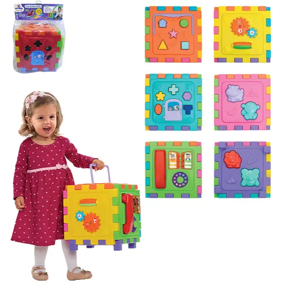 CUBO DE ENCAIXE DIDATICO GRANDE COLORS 28CM NA SOLAPA