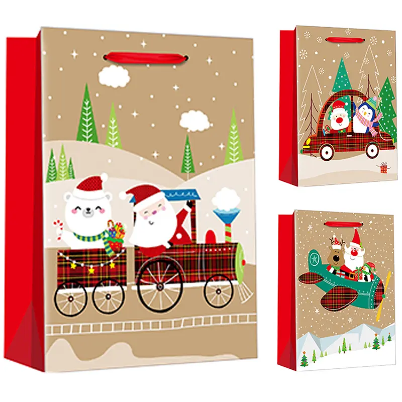 BOLSA SACOLA DE PAPEL MEIOS DE TRANSPORTES SORTIDOS DE NATAL 40X30X12CM