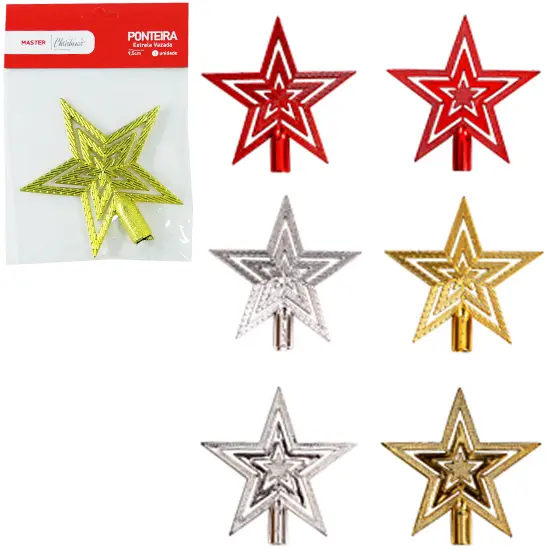 PONTEIRA ESTRELA VAZADA COLORS DE NATAL 9,5CM NA SOLAPA