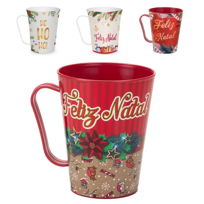 CANECA DE PLASTICO LABEL DE NATAL 430ML